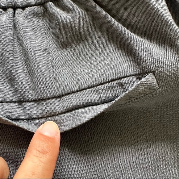 Theory Womens Treeca Pull On Pants 2 Gray Soft Crunch Linen Blend Elastic Waist - Picture 6 of 11